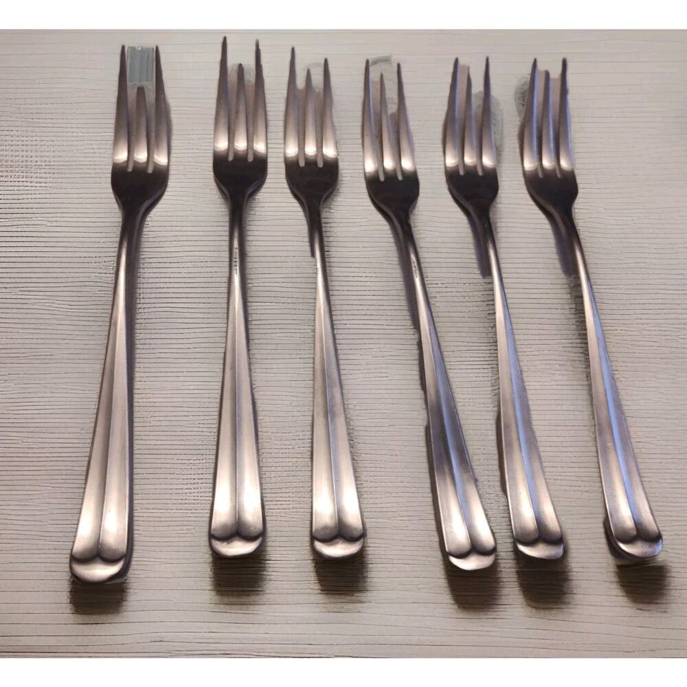 6 Supreme Cutlery Stainless Towle Liberty Bell 6.5" 3-Tine Salad Forks Japan